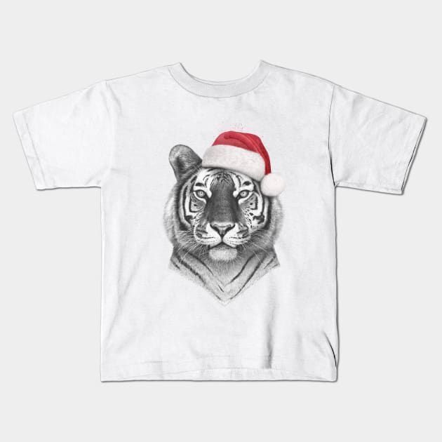 Christmas tiger Kids T-Shirt by kodamorkovkart